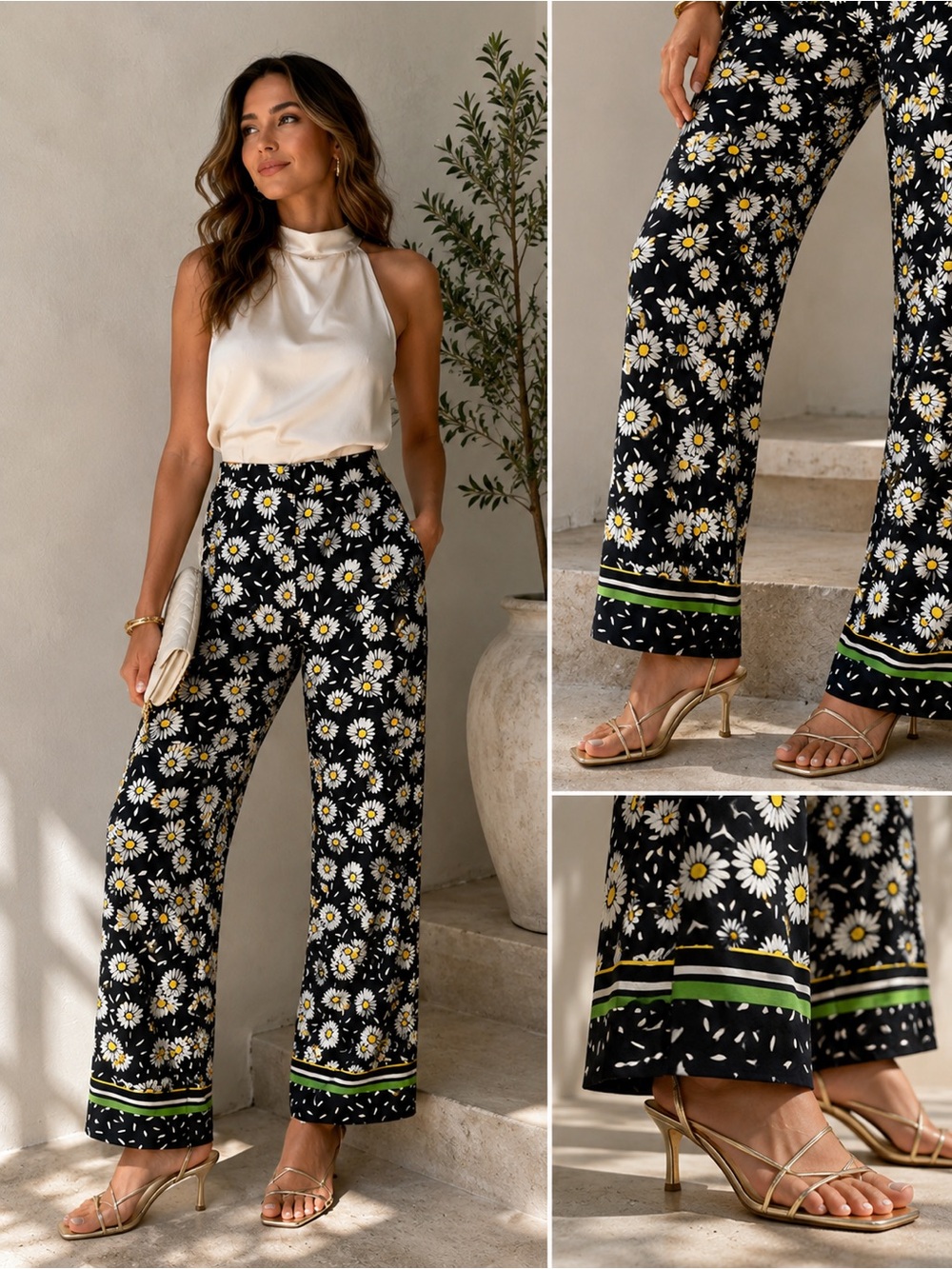 MNG Suit Daisy Print Wide-Leg Pants
